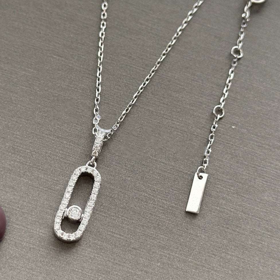 Messika Move Uno Lm Silver Cubic Zirconia Paved Necklace