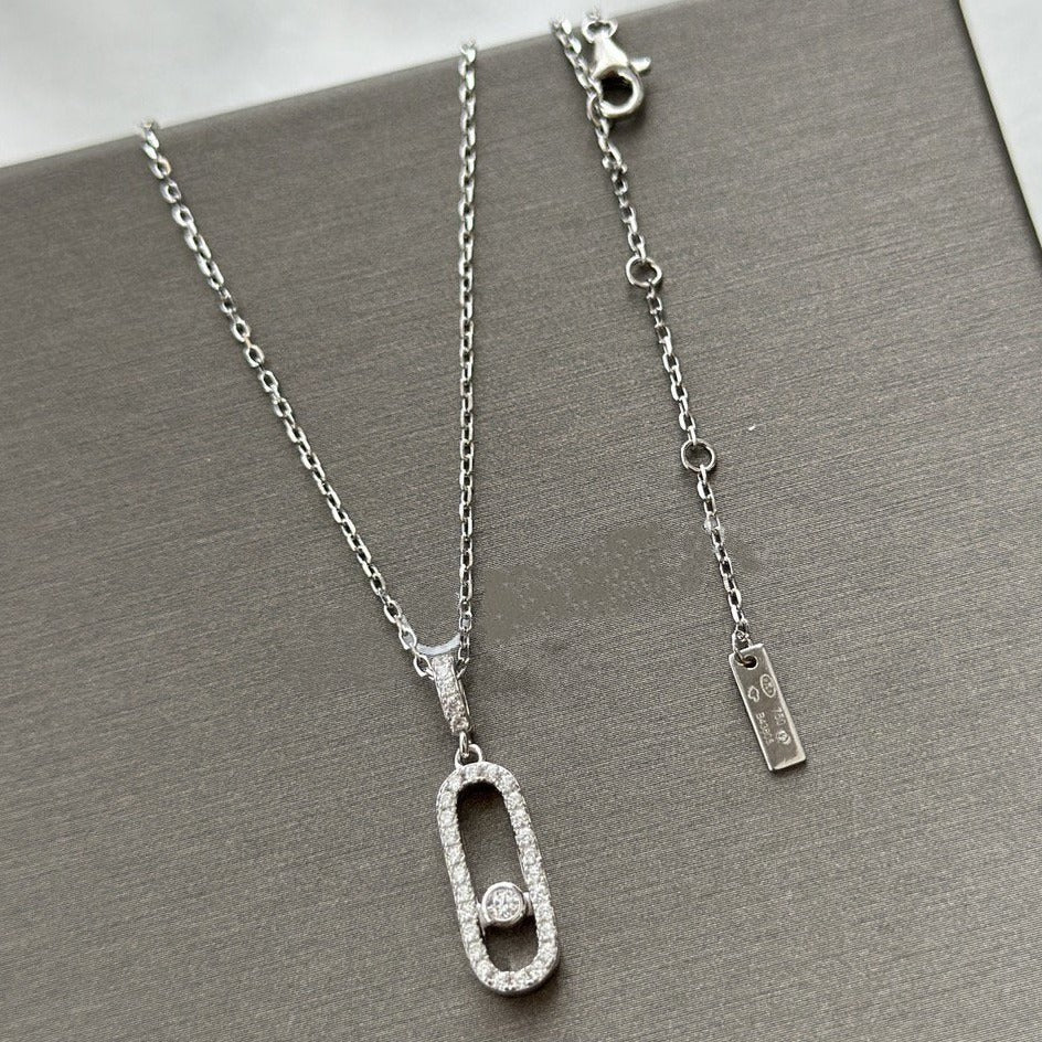 Messika Move Uno Lm Silver Cubic Zirconia Paved Necklace