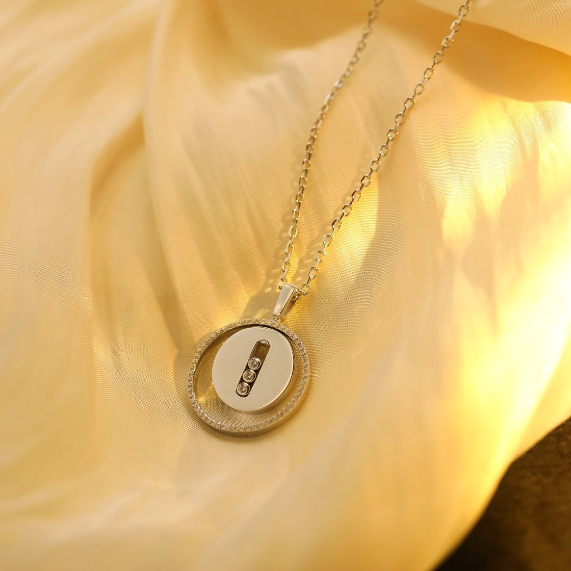 Messika Lucky Move Mm Silver Cubic Zirconia Necklace