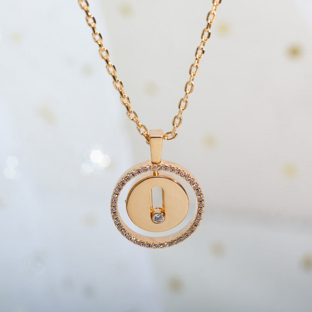 Messika Lucky Move PM Necklace Pink Gold Cubic Zirconia