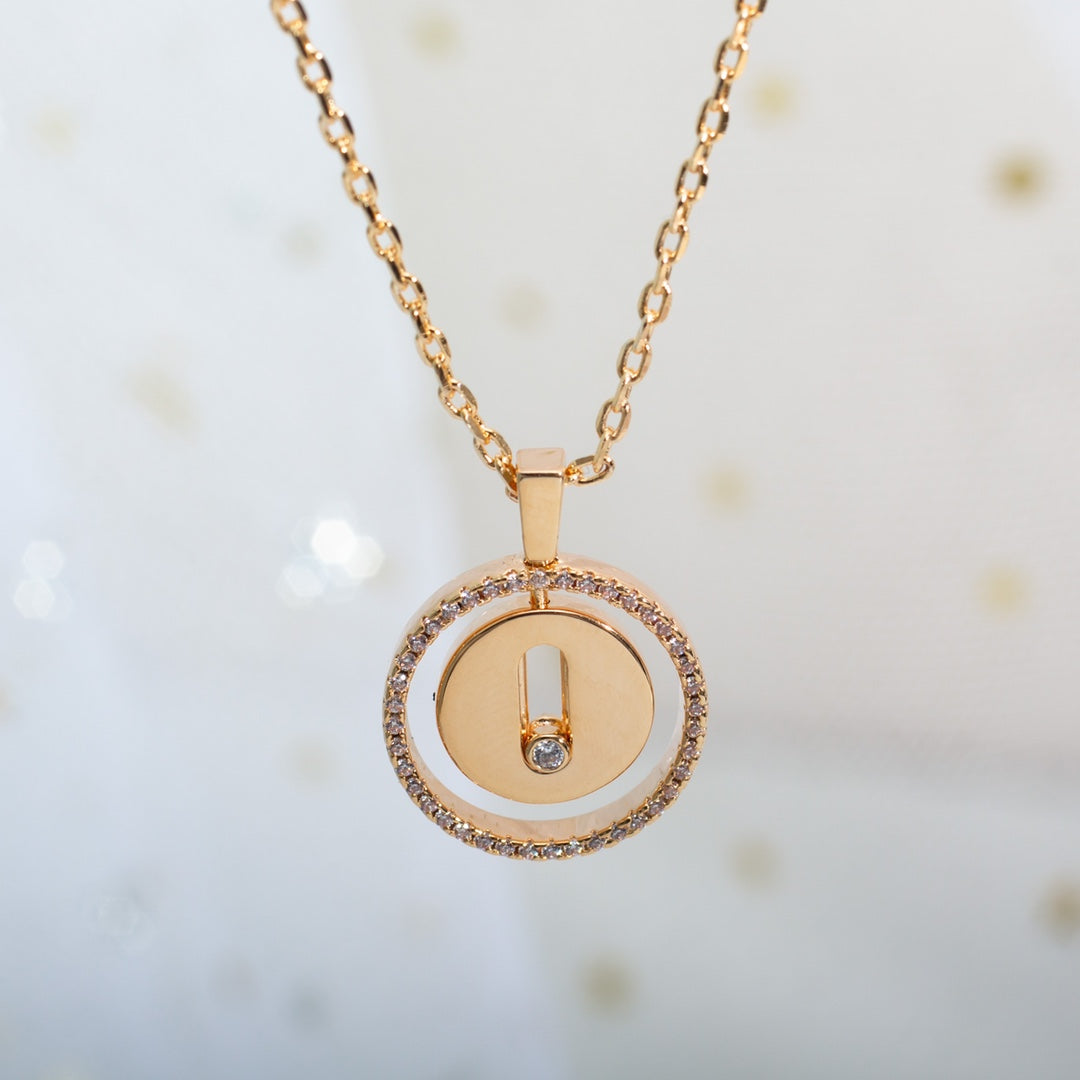 Messika Lucky Move PM Necklace Pink Gold Cubic Zirconia