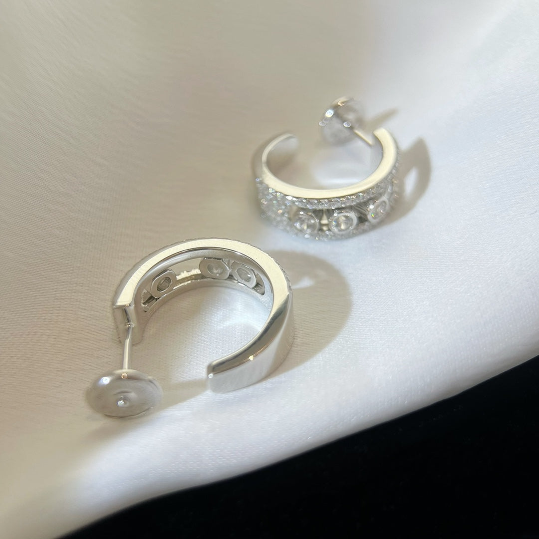 Messika Creoles Move Paved Silver Cubic Zirconia Earrings