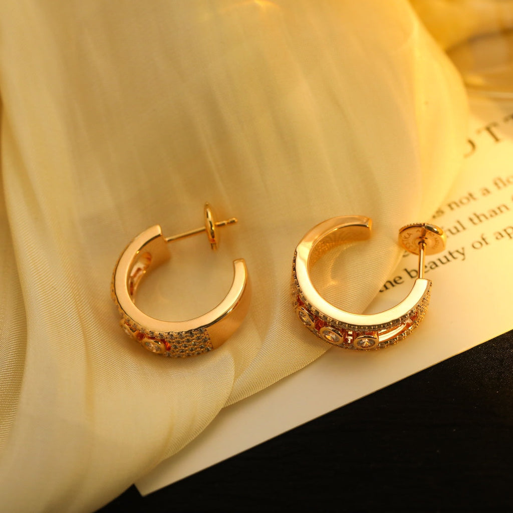 Messika Creoles Move Paved Pink Gold Cubic Zirconia Earrings