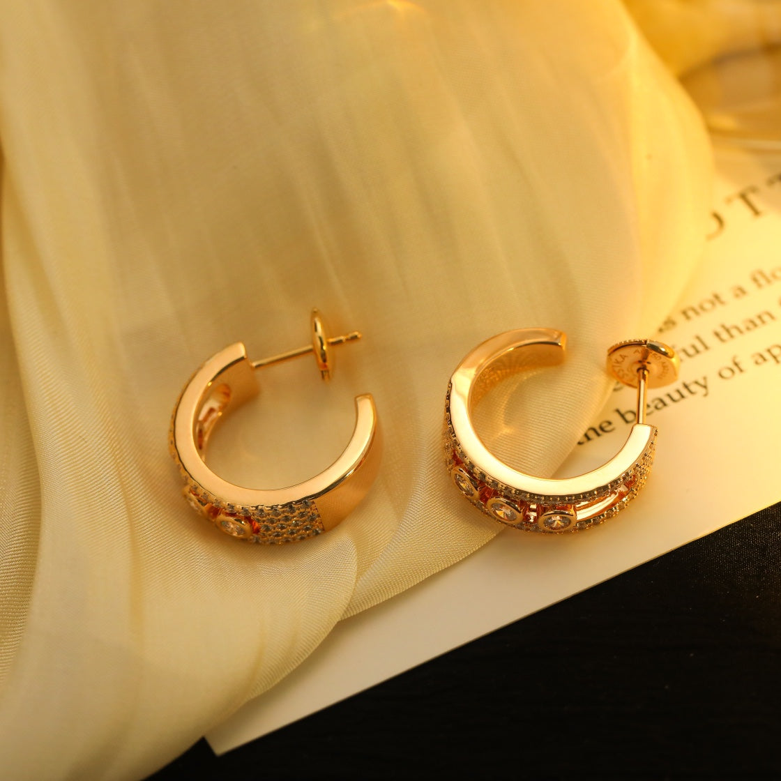 Messika Creoles Move Paved Pink Gold Cubic Zirconia Earrings