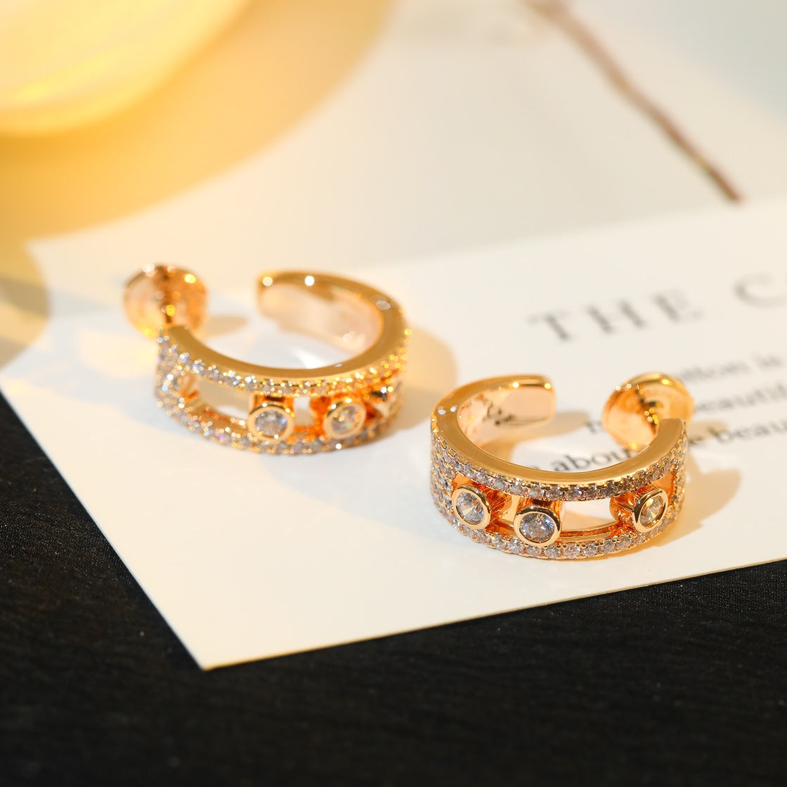Messika Creoles Move Paved Pink Gold Cubic Zirconia Earrings