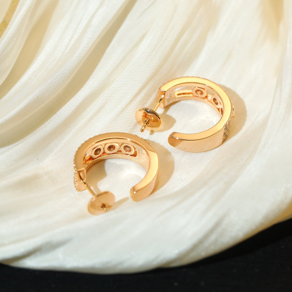 Messika Creoles Move Paved Pink Gold Cubic Zirconia Earrings