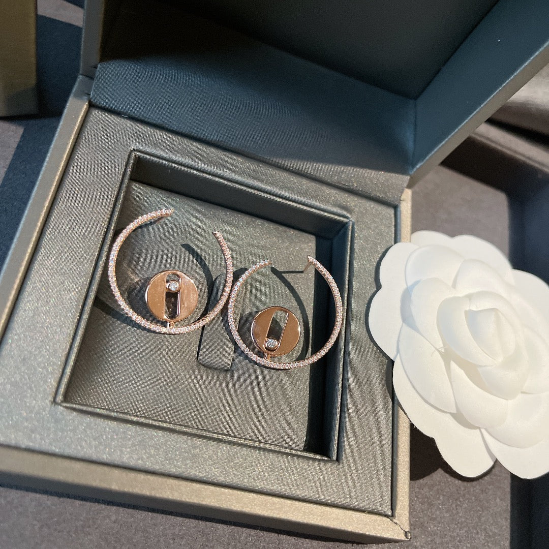Messika Creoles Lucky Move PM Pink Gold Cubic Zirconia Earrings