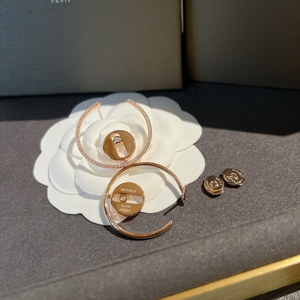 Messika Creoles Lucky Move PM Pink Gold Cubic Zirconia Earrings