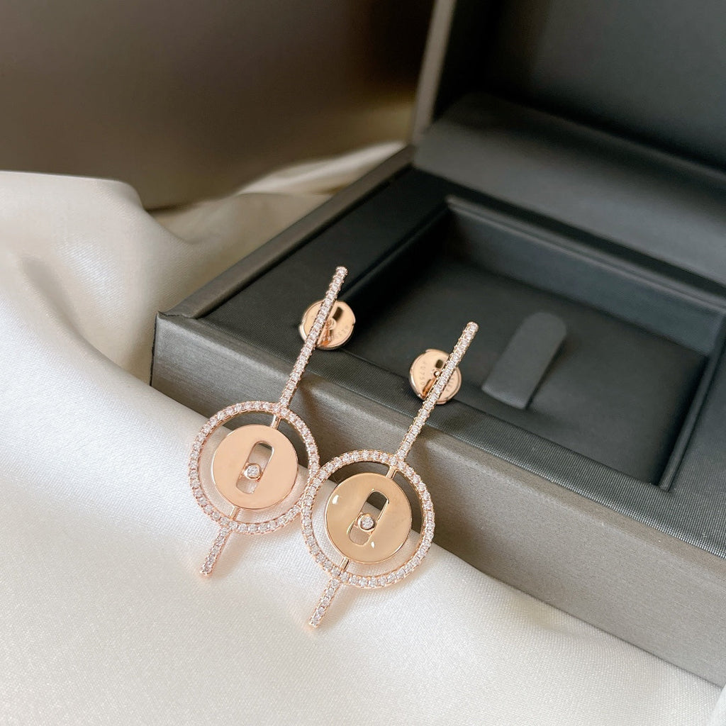 Messika Lucky Move Arrow Pink Gold Cubic Zirconia Earrings