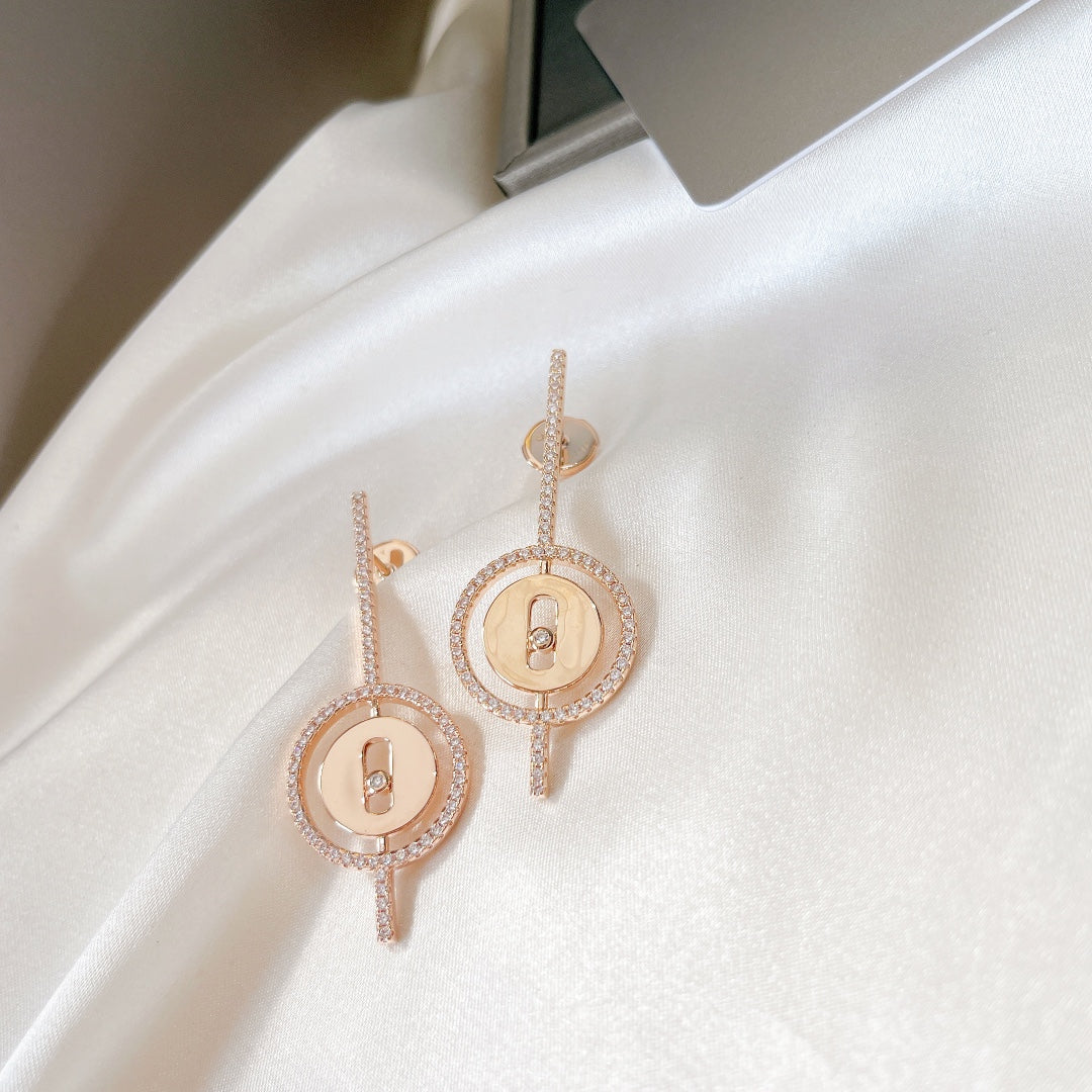 Messika Lucky Move Arrow Pink Gold Cubic Zirconia Earrings