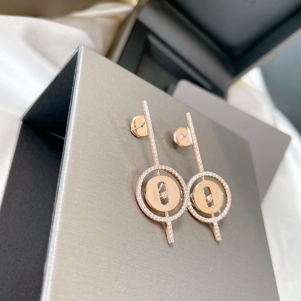 Messika Lucky Move Arrow Pink Gold Cubic Zirconia Earrings