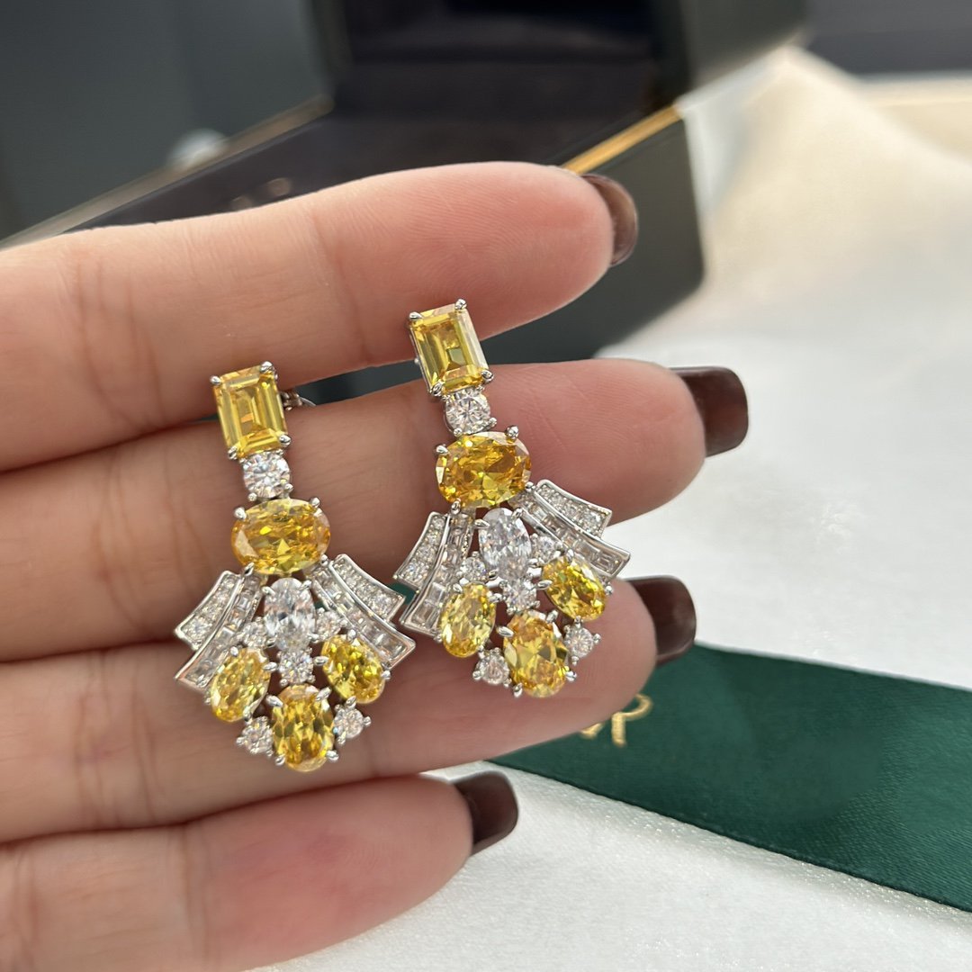 Graff Gra Silver Yellow Diamond Earrings