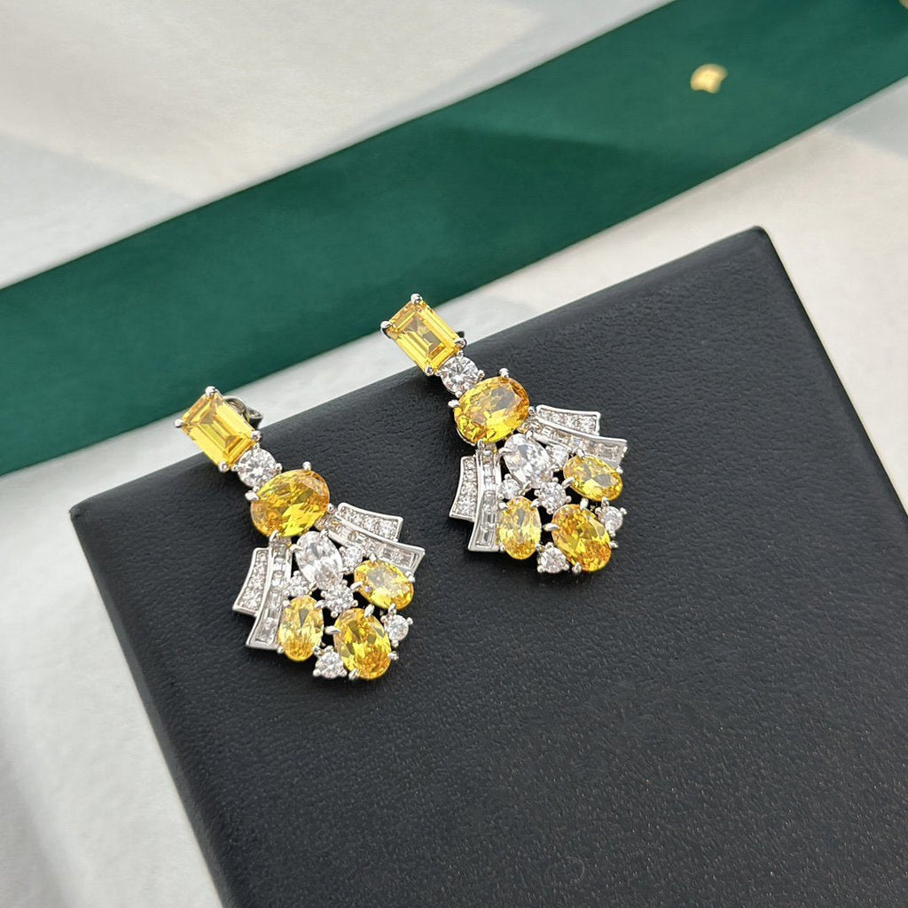 Graff Gra Silver Yellow Diamond Earrings