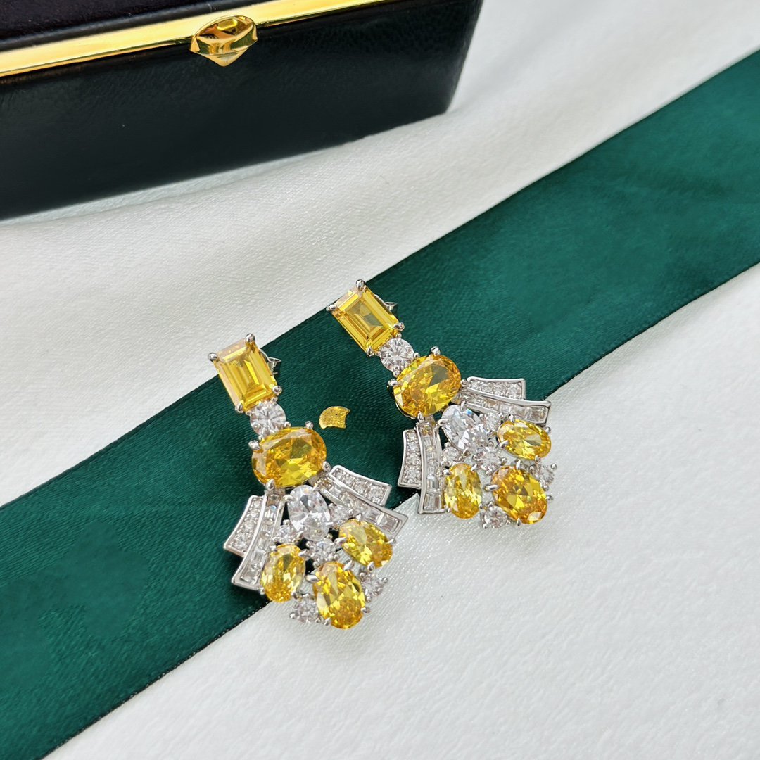 Graff Gra Silver Yellow Diamond Earrings