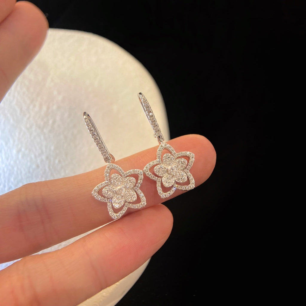 Graff Wild Flower Silver Diamond Earrings