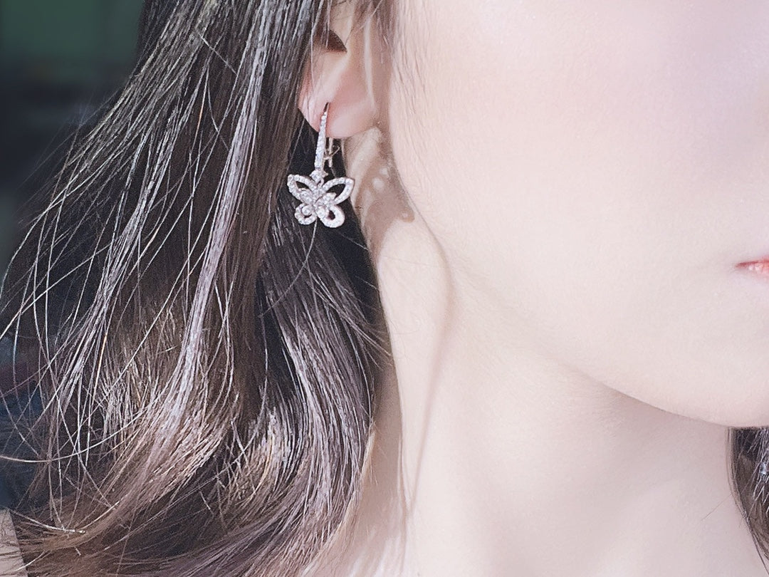 Graff Double Butterfly Silhouette Silver Diamond Earrings