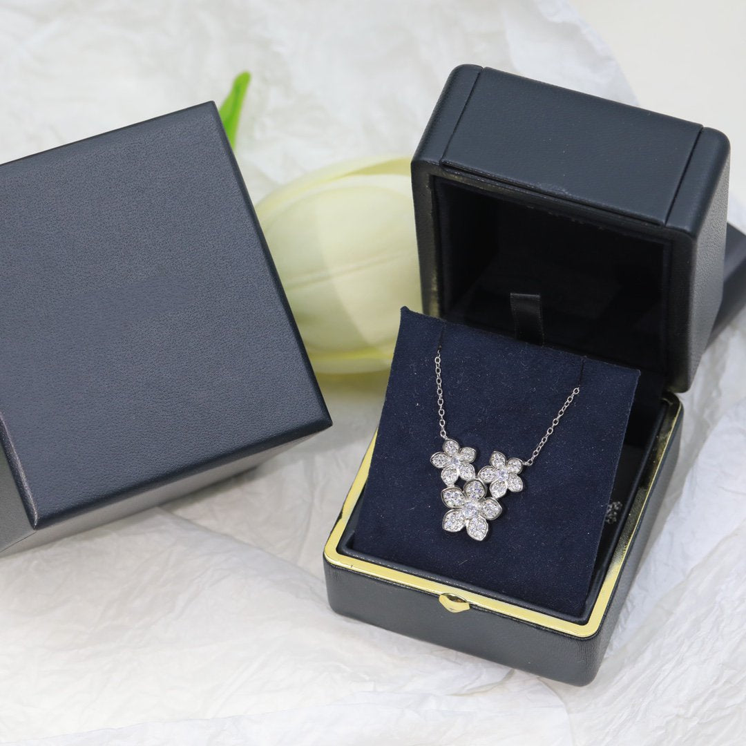 Graff Wild Flower Silver Cubic Zirconia Cluster Necklace