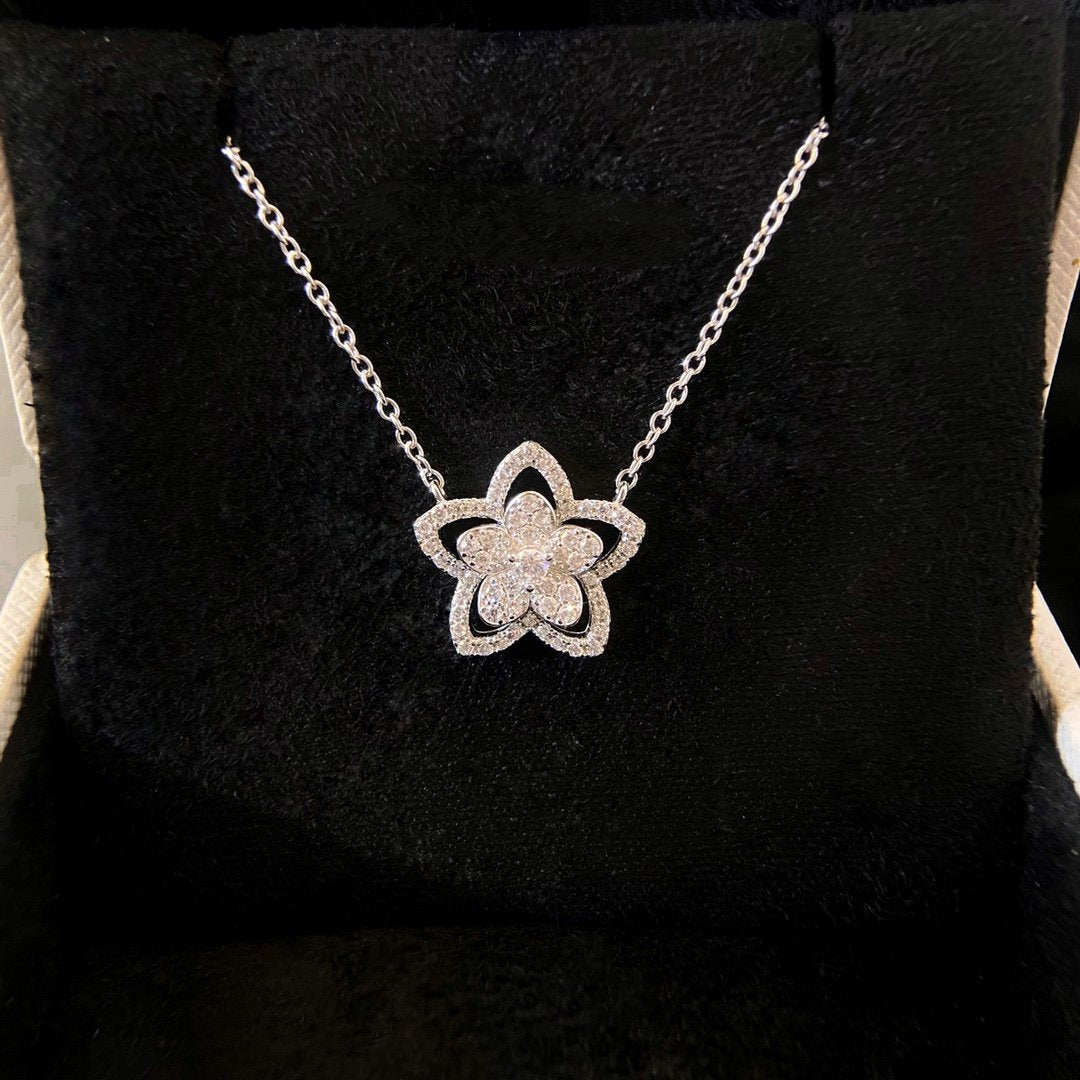 Graff Wild Flower Silver Cubic Zirconia Necklace
