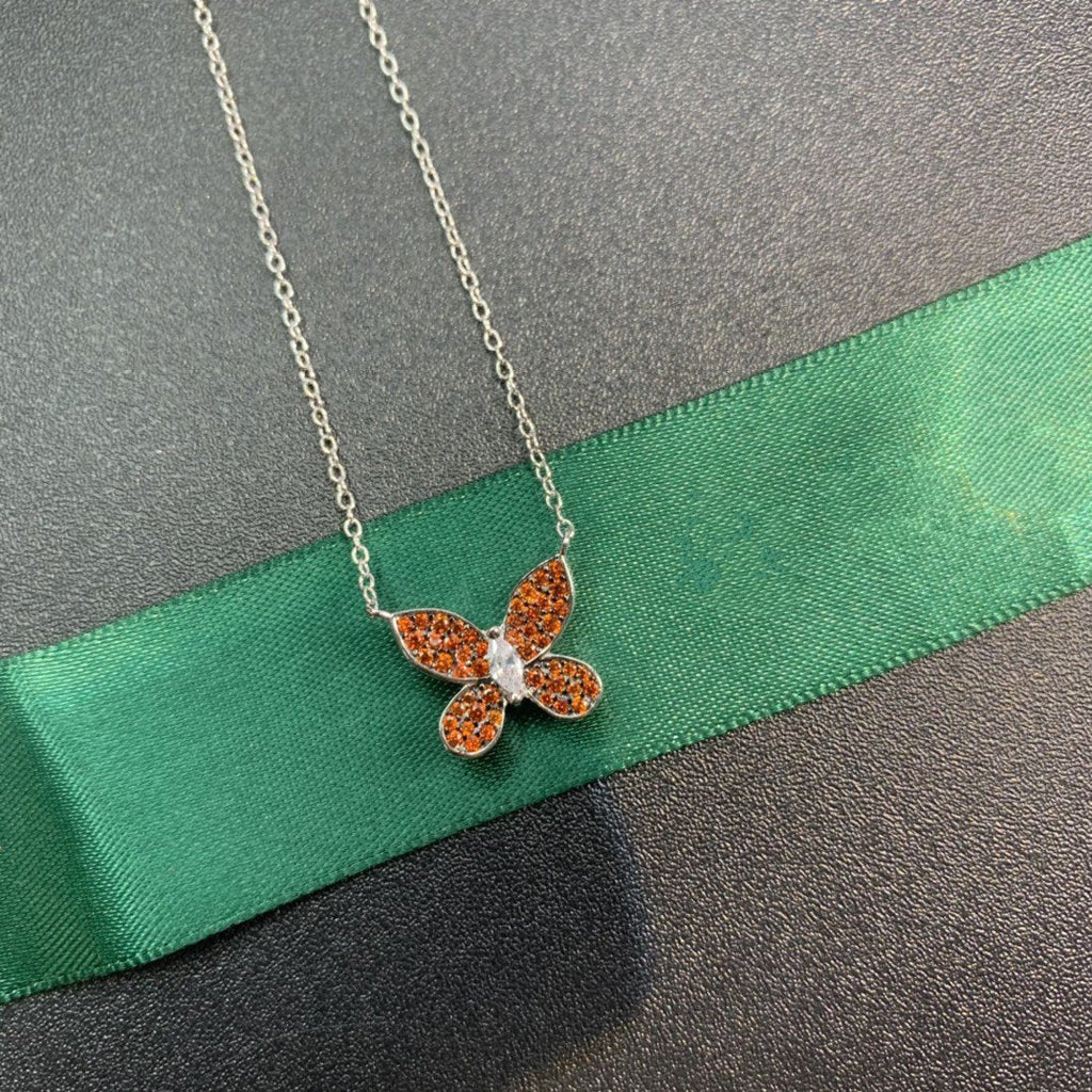 Graff Butterfly Orange Cubic Zirconia Paved Necklace