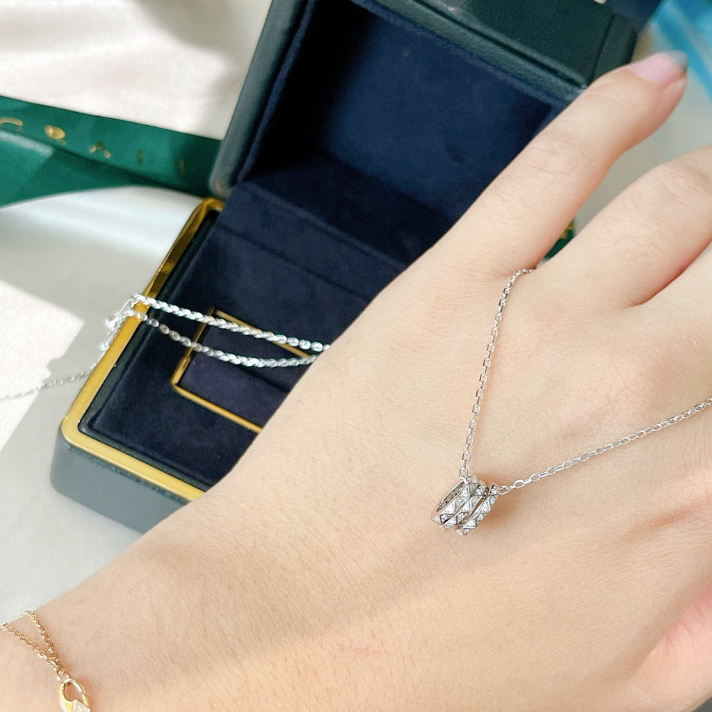 Graff Laurence Signature Triple Paved Silver Cubic Zirconia Necklace