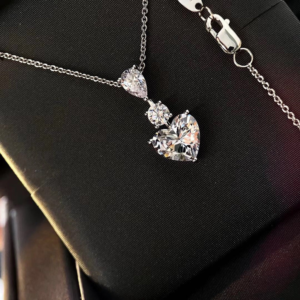 Graff Heart Water Silver Cubic Zirconia Paved Necklace