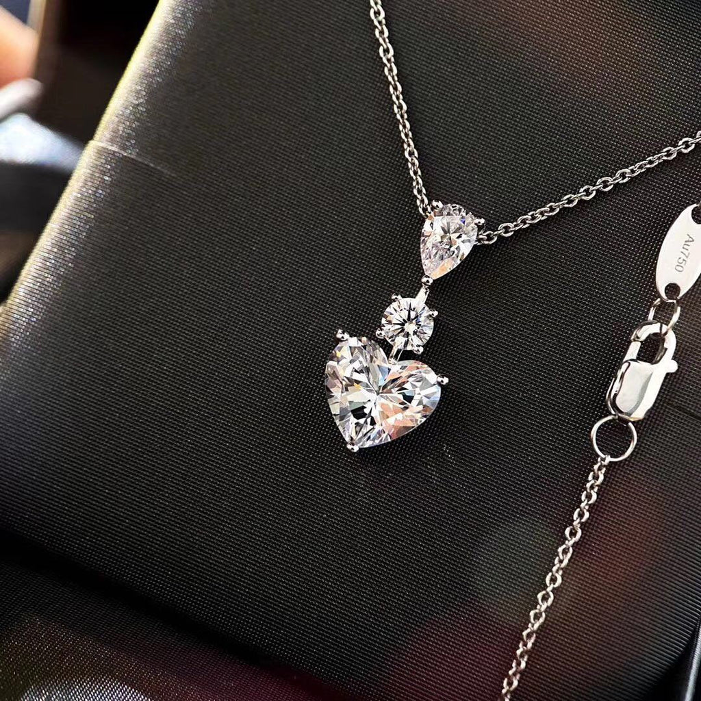 Graff Heart Water Silver Cubic Zirconia Paved Necklace