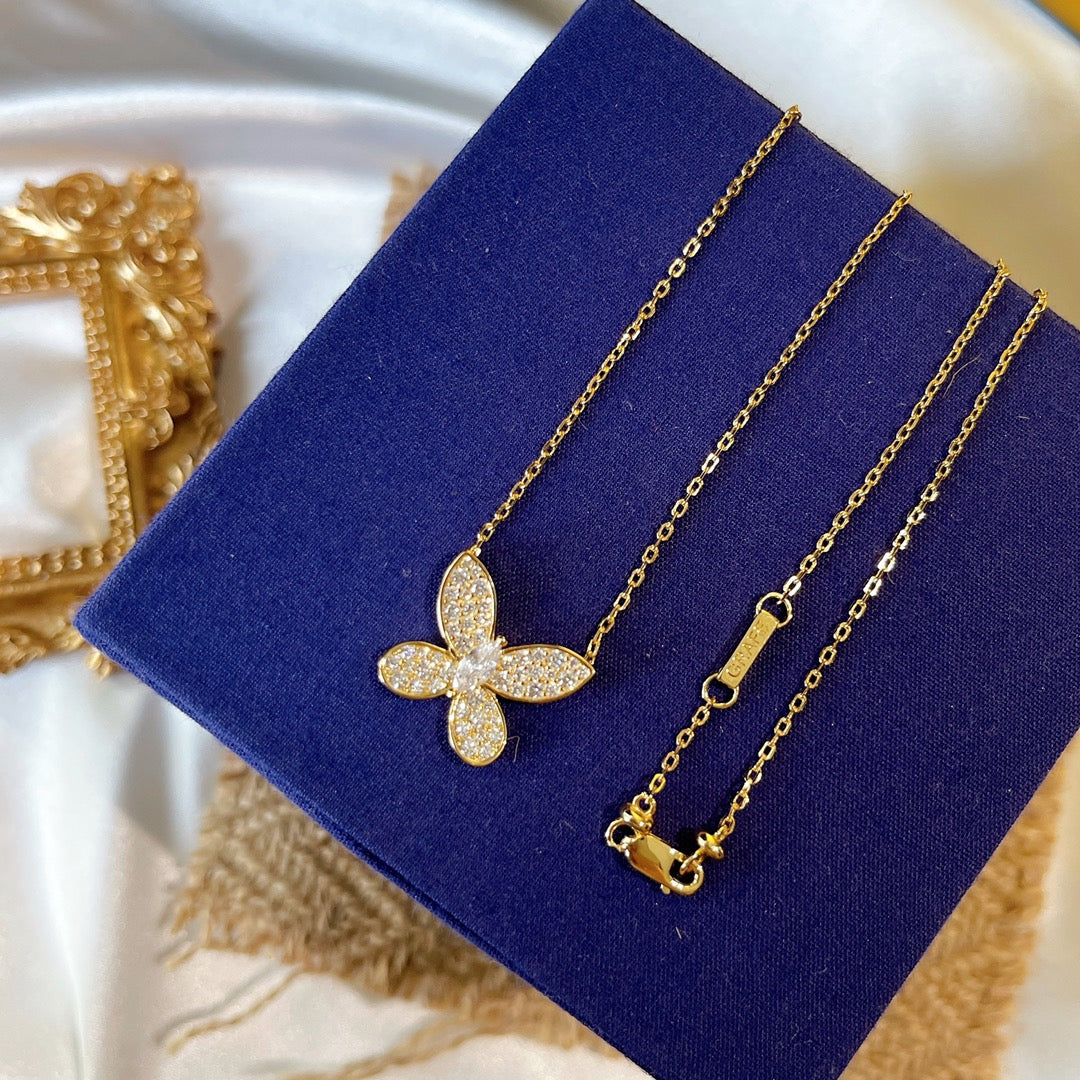 Graff Butterfly Gold Cubic Zirconia Paved Necklace