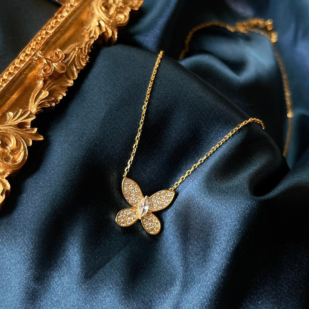 Graff Butterfly Gold Cubic Zirconia Paved Necklace
