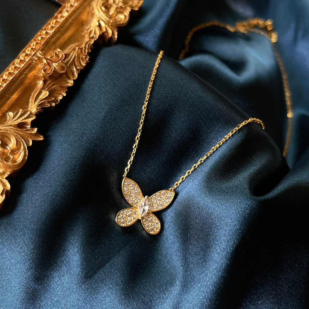 Graff Butterfly Gold Cubic Zirconia Paved Necklace