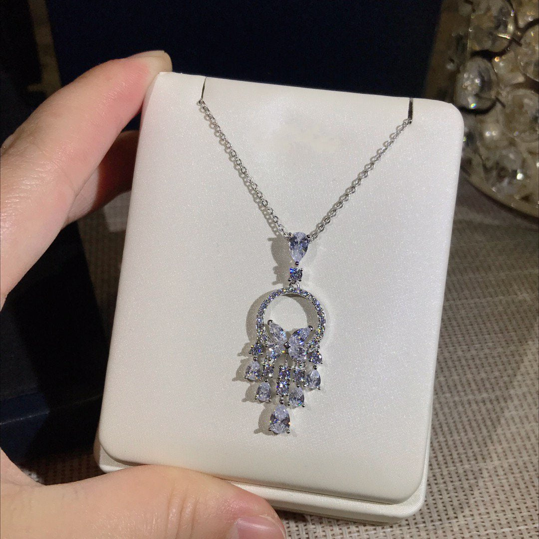 Graff Butterfly Chandelier Classic Silver Cubic Zirconia Necklace
