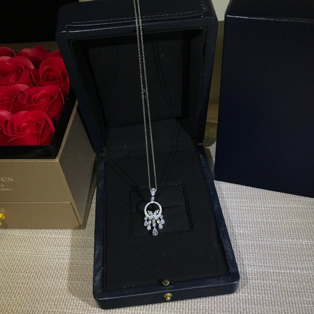 Graff Butterfly Chandelier Classic Silver Cubic Zirconia Necklace