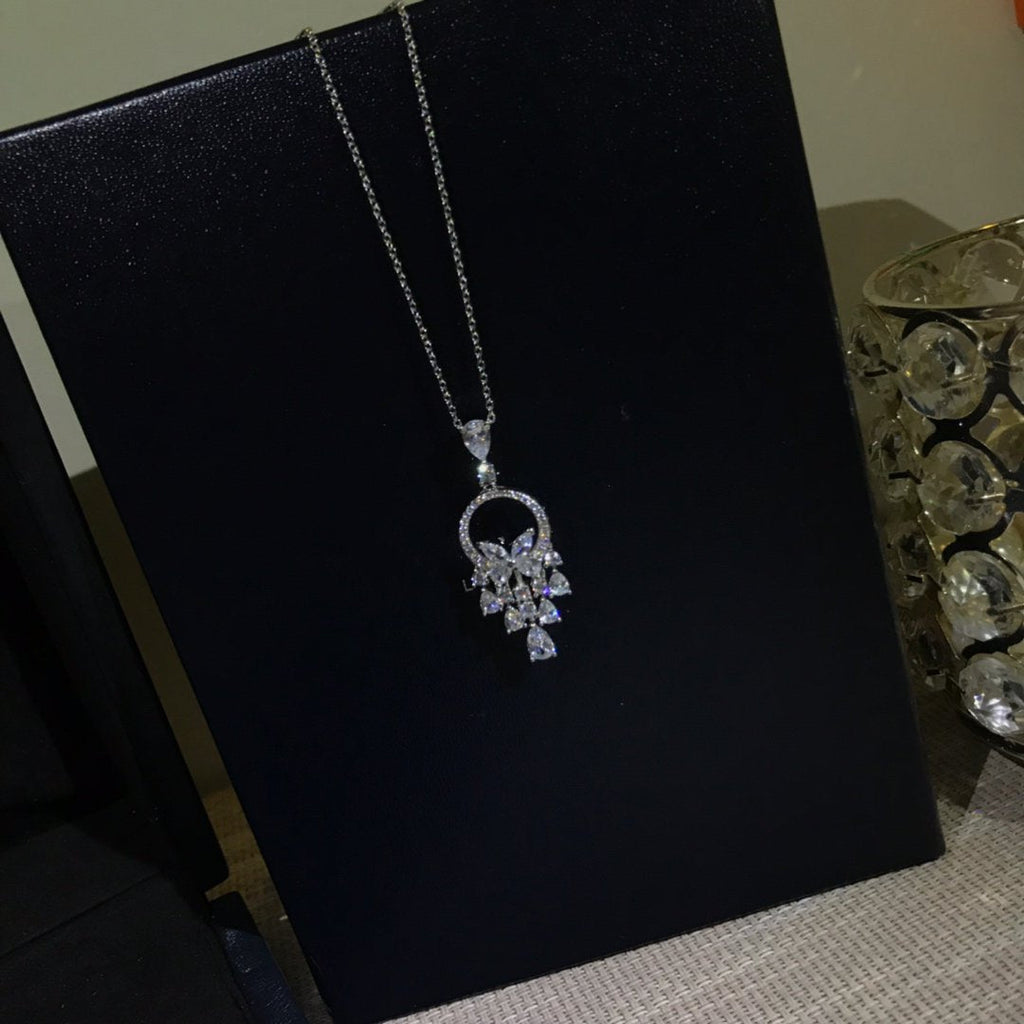 Graff Butterfly Chandelier Classic Silver Cubic Zirconia Necklace