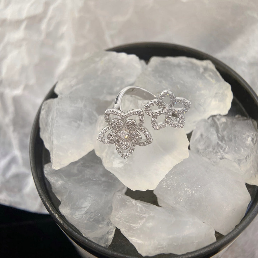 Graff Wild Flower Double Silver Cubic Zirconia Ring