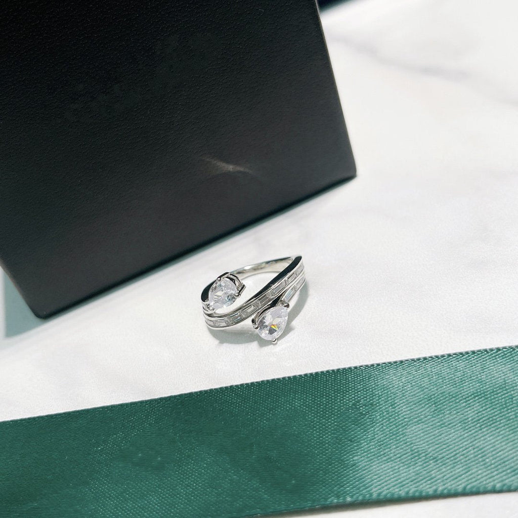 Graff Duet Triple Row Silver Cubic Zirconia Ring