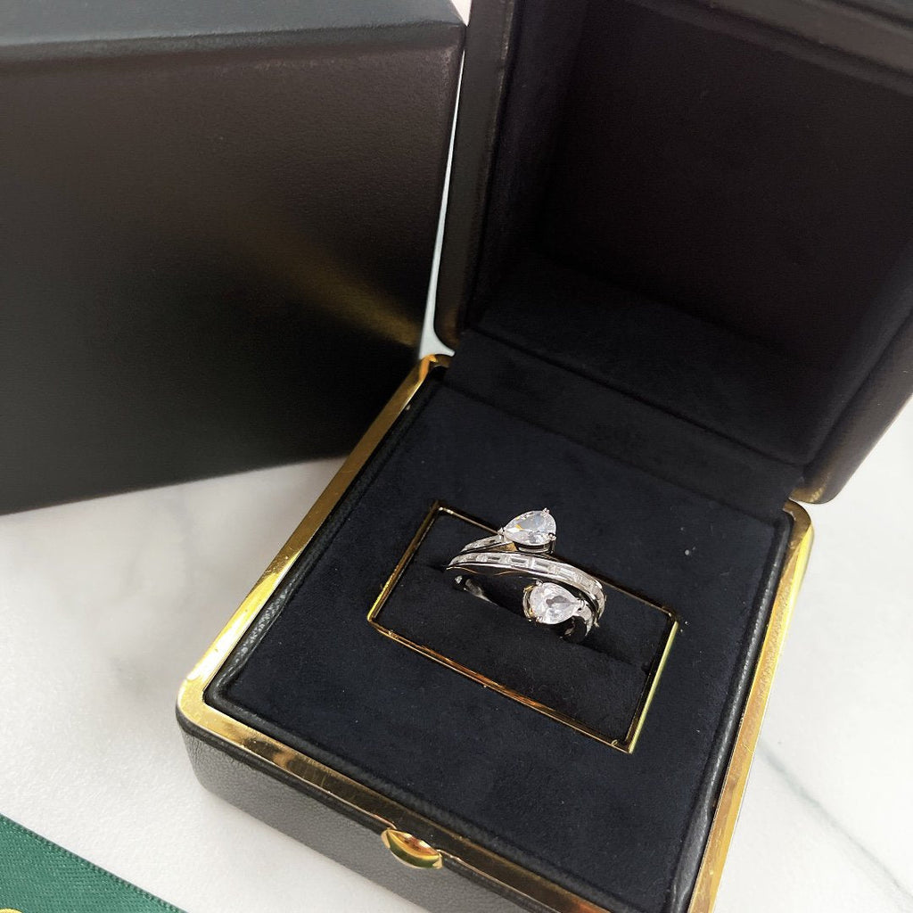 Graff Duet Triple Row Silver Cubic Zirconia Ring