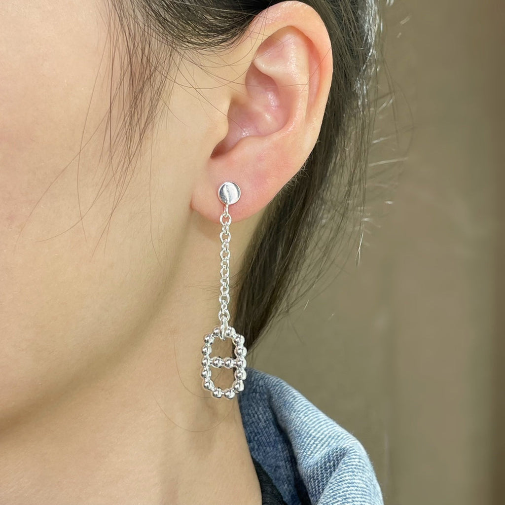Hermes H Plain Silver Ab Pig Nose Earrings