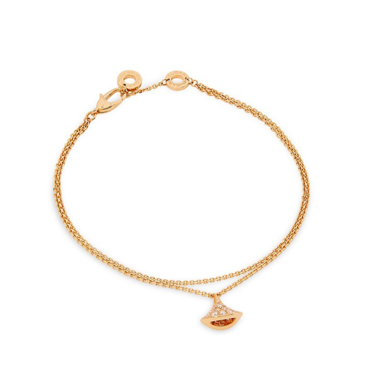 Bvlgari Dream 1 Motif Cubic Zirconia Double Chain Bracelet