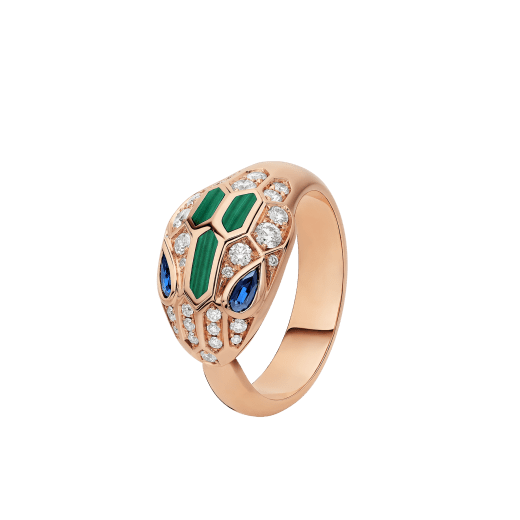 Bvlgari Serpenti Ring Snake Malachite Agate Cubic Zirconia