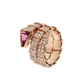 Bvlgari Serpenti Ring Pink Gold Cubic Zirconia Pink Double Row