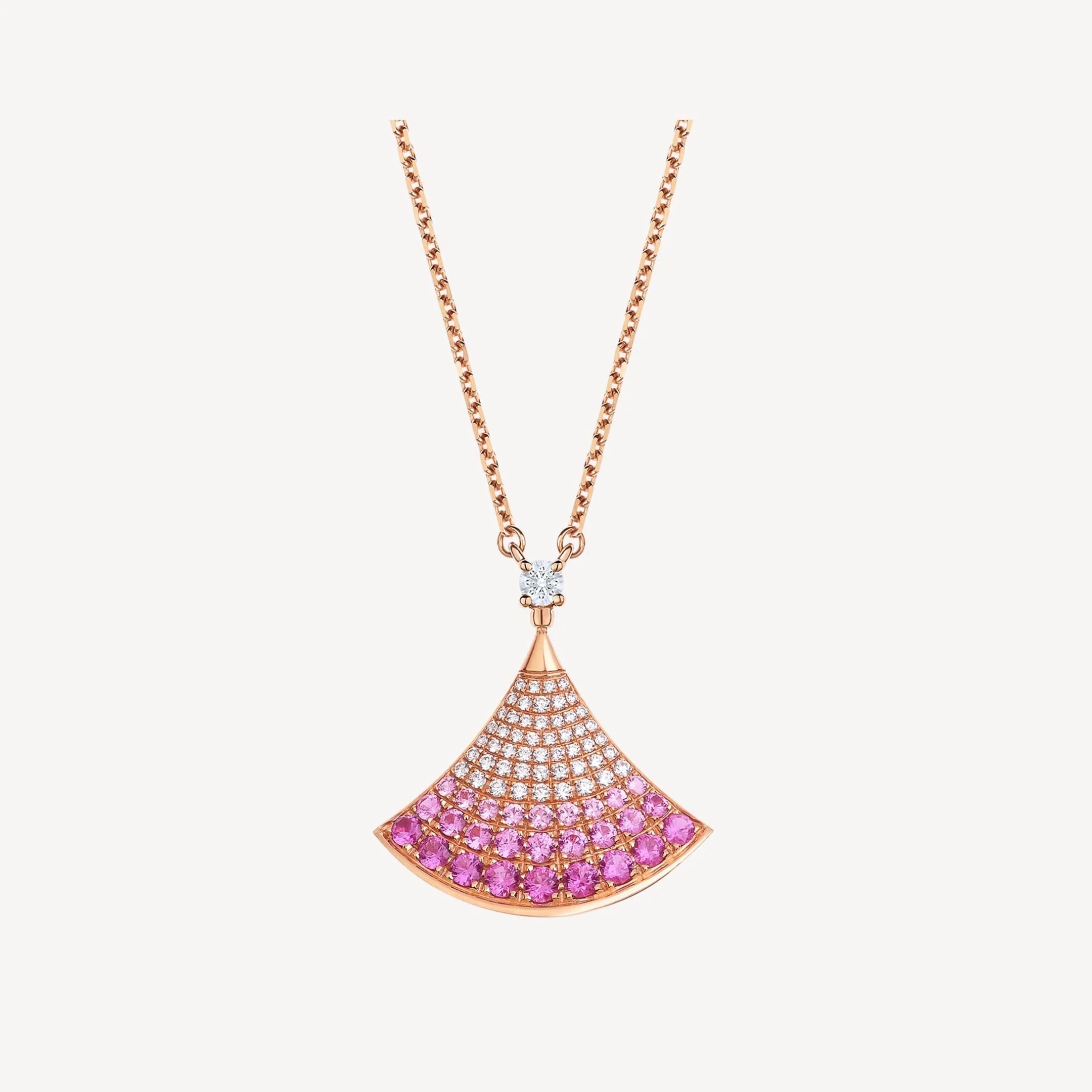 Bvlgari Dream Pink Cubic Zirconia Paved Necklace