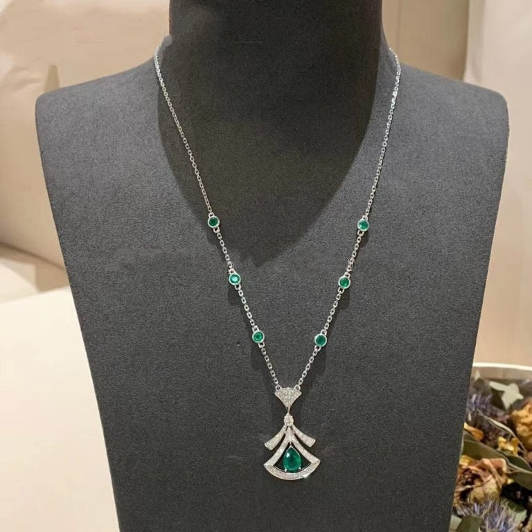 Bvlgari Dream Necklace Malachite Cubic Zirconia Silver