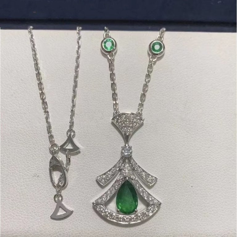 Bvlgari Dream Necklace Malachite Cubic Zirconia Silver