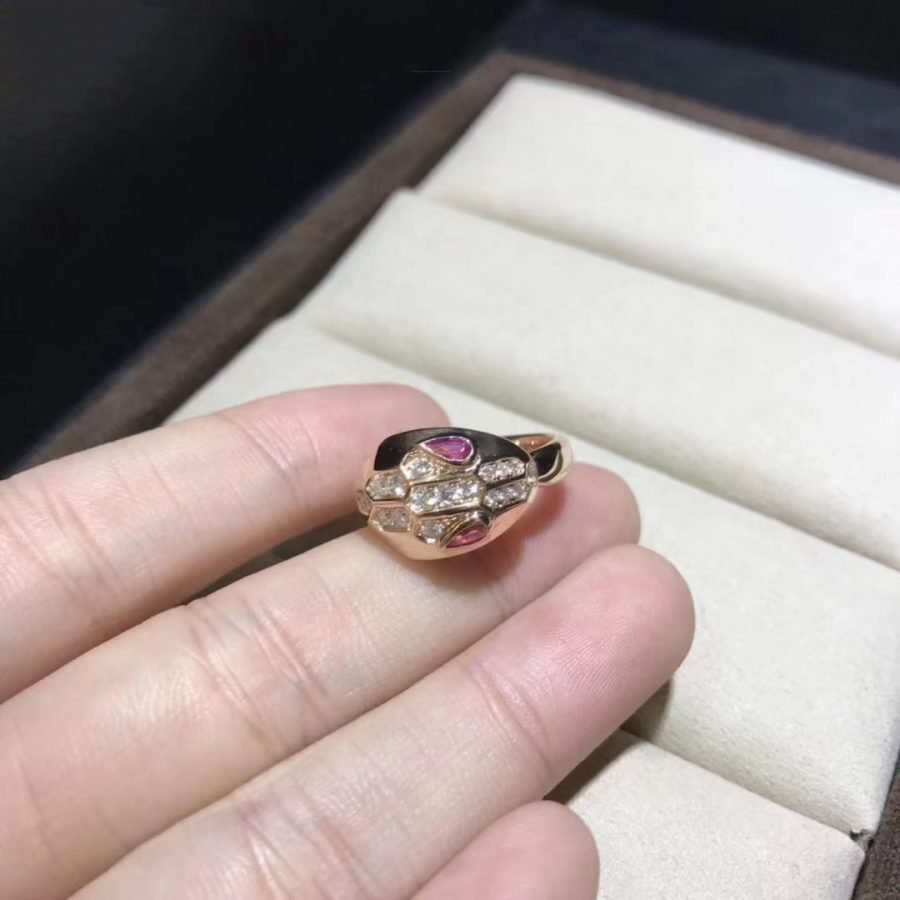 Bvlgari Serpenti Ring Snake Pink Gold Cubic Zirconia