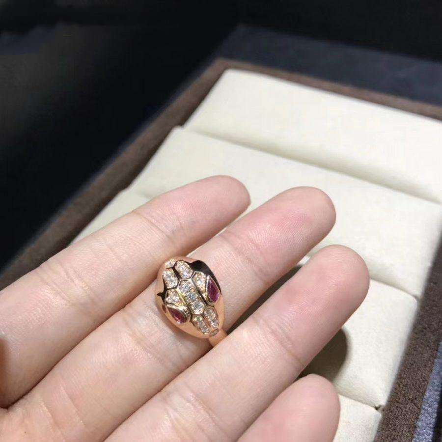Bvlgari Serpenti Ring Snake Pink Gold Cubic Zirconia