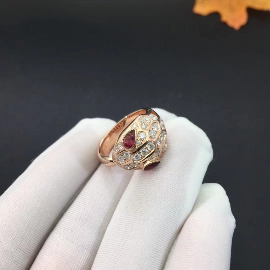 Bvlgari Serpenti Ring Snake Pink Gold Cubic Zirconia