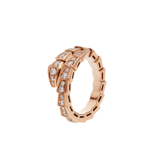 Bvlgari Serpenti Ring Pink Gold Cubic Zirconia Paved 4MM