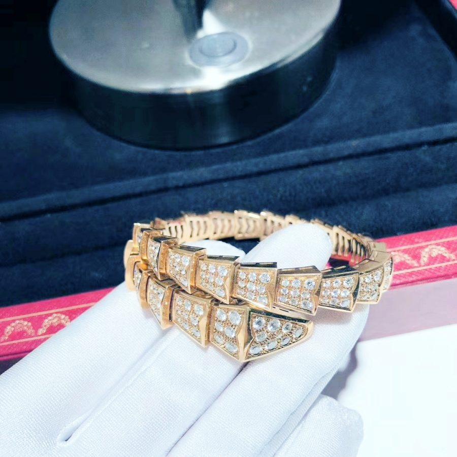 Bvlgari Serpenti Bracelet 8MM Pink Gold Cubic Zirconia - 357273