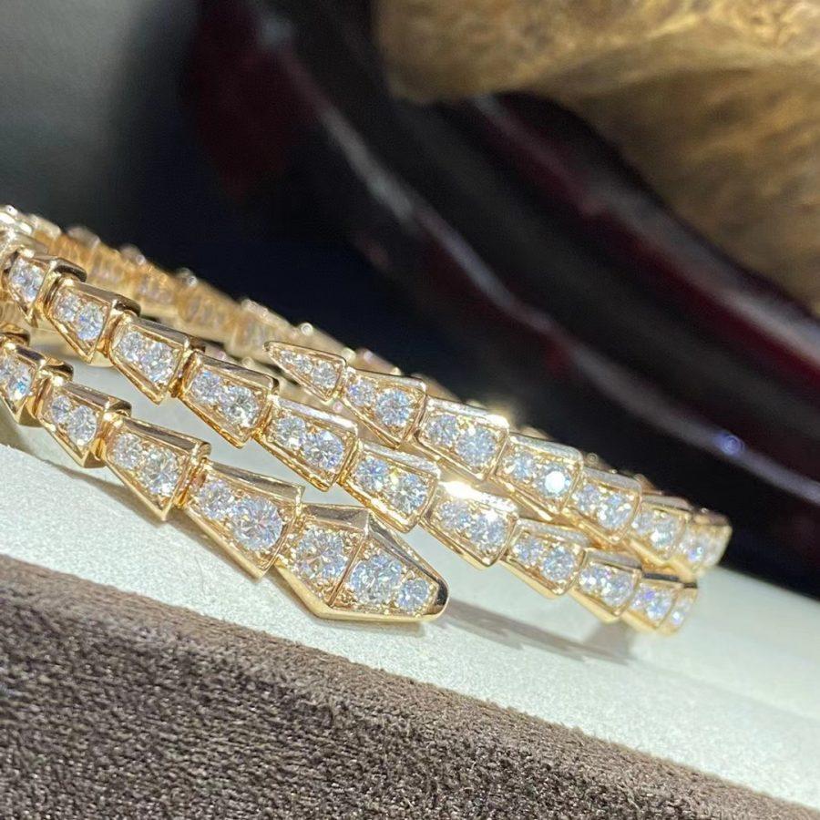 Bvlgari Serpenti Bracelet Gold Cubic Zirconia Double Row