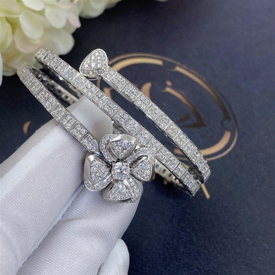 Bvlgari Fiorever Bracelet Silver Cubic Zirconia Double Row
