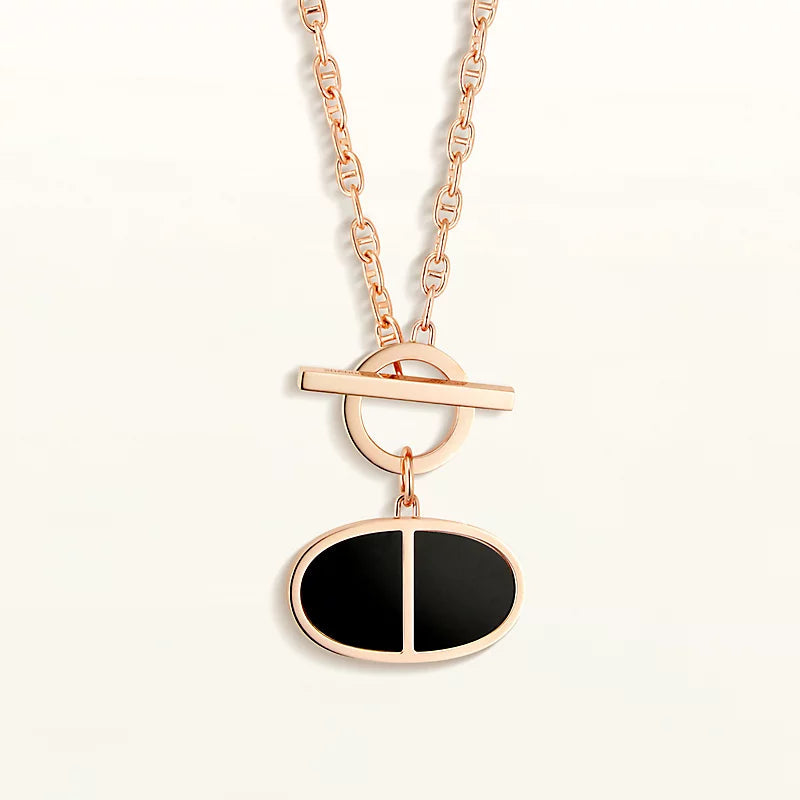 Hermes Chaine Verso Black Ceramic Necklace